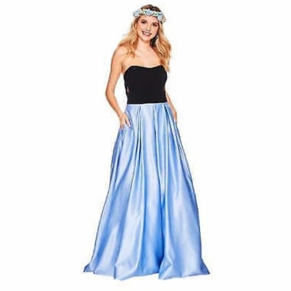 Blondie Nites Strapless Black and Light Blue Gown